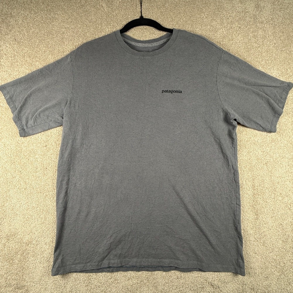 Patagonia Mens Responsibili-Tee Gray Fitz Roy Logo Graphic T-Shirt Large L